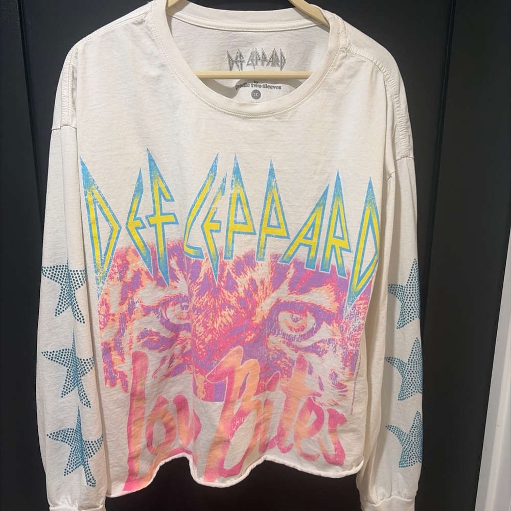 DEF LEPPARD Shirt rhinestone  Love Bites Rock Music Star Jewel Be-Jeweled  1X